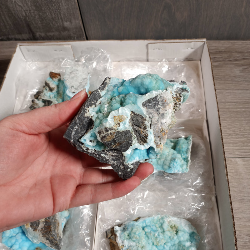 Blue Aragonite Raw Crystals By the Flat