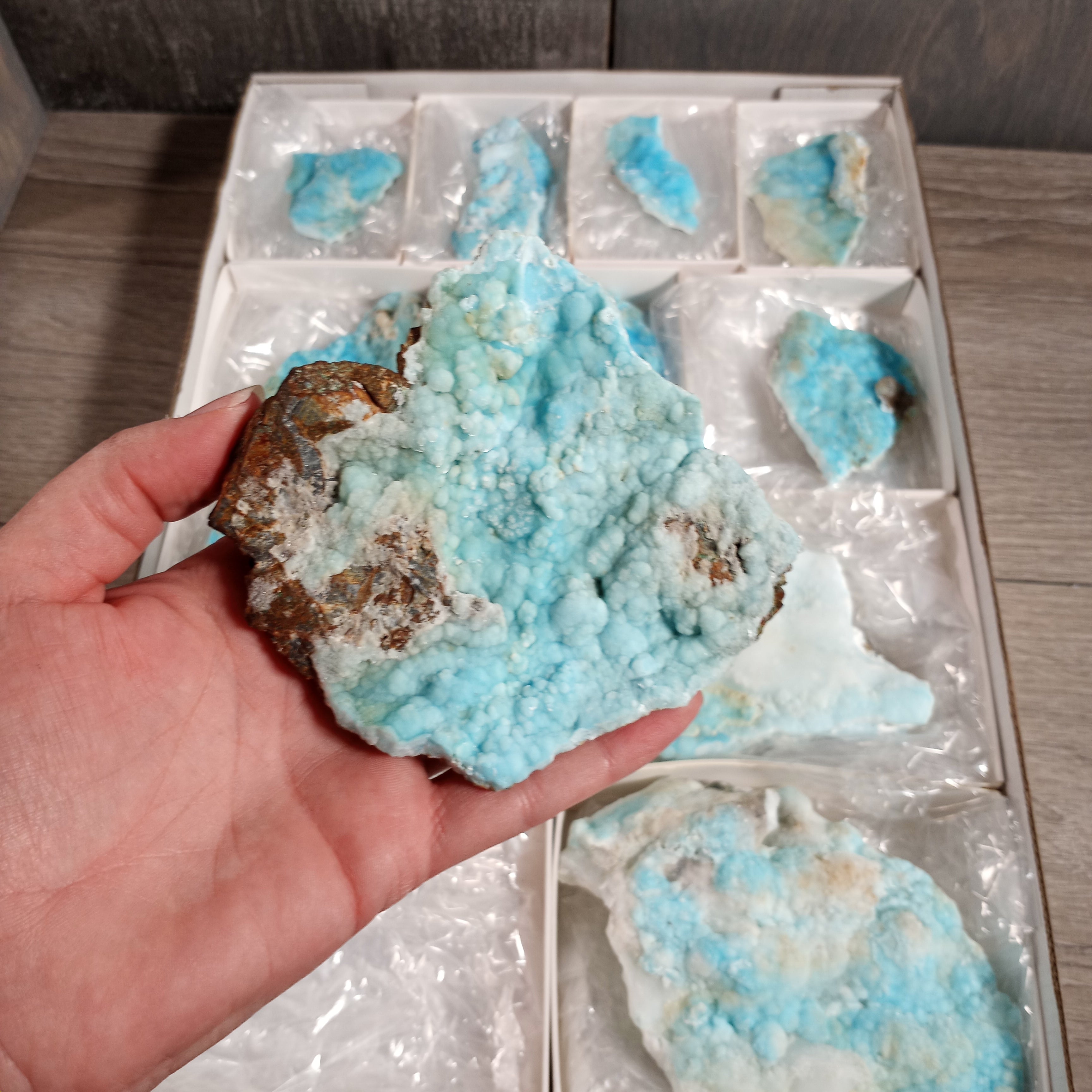 Blue Aragonite Raw Crystals By the Flat