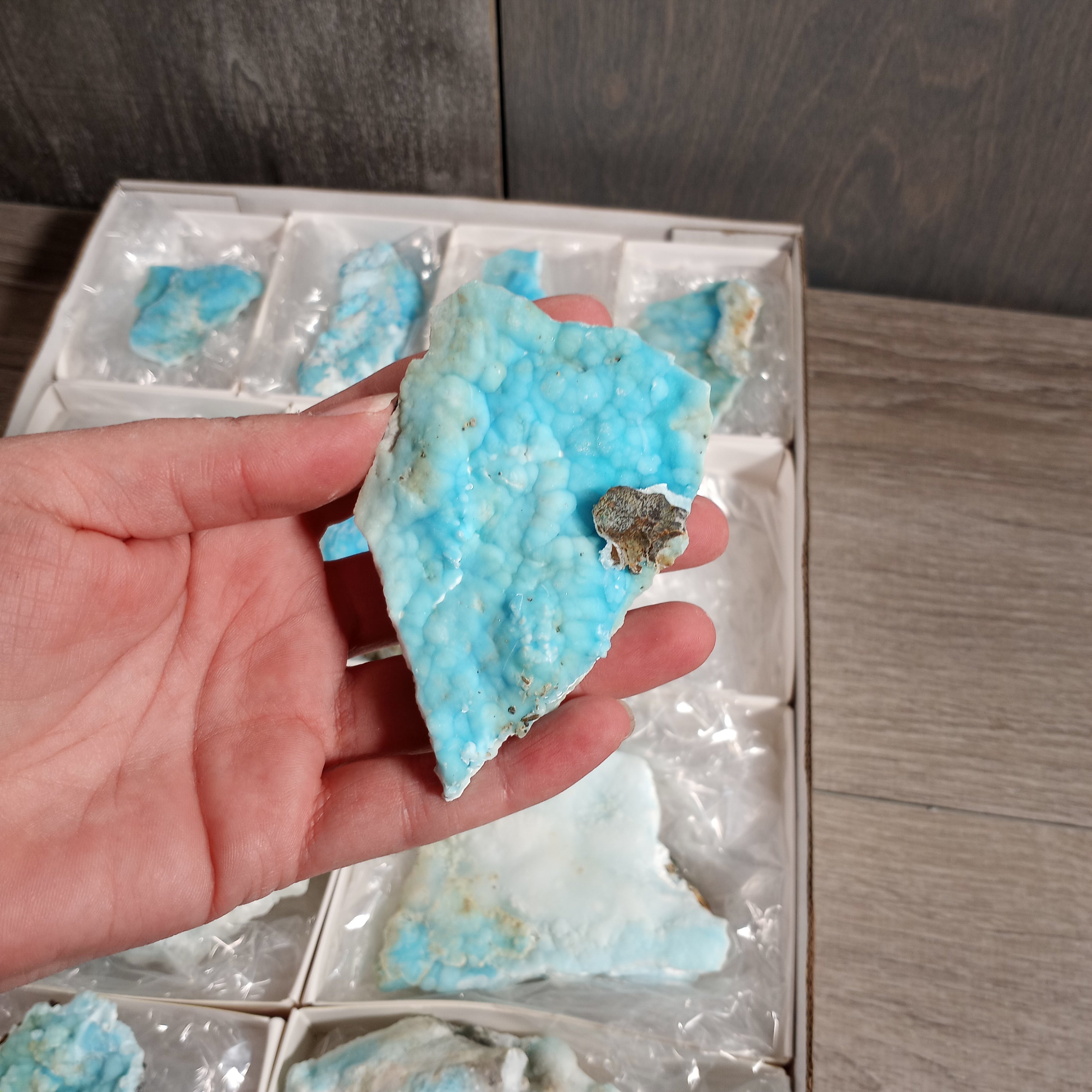 Blue Aragonite Raw Crystals By the Flat