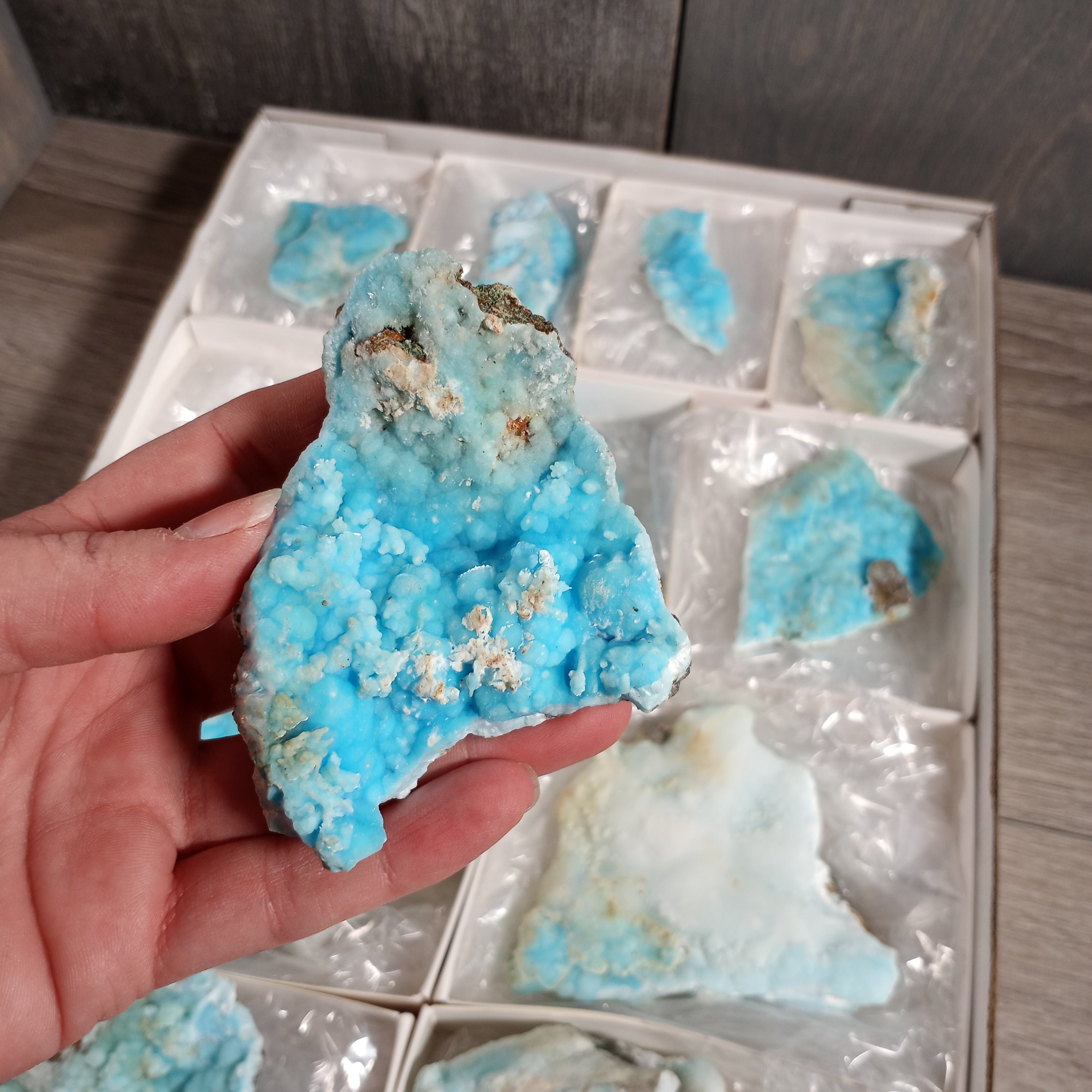 Blue Aragonite Raw Crystals By the Flat