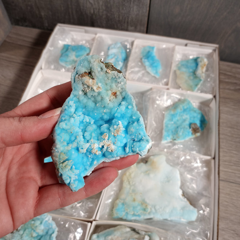 Blue Aragonite Raw Crystals By the Flat