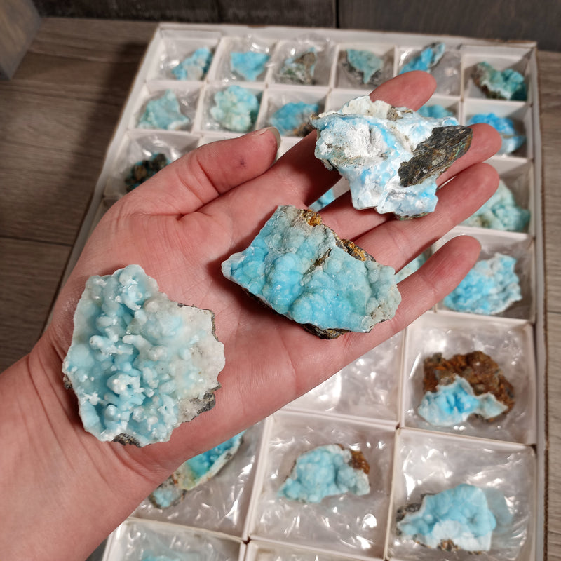 Blue Aragonite Raw Crystals By the Flat