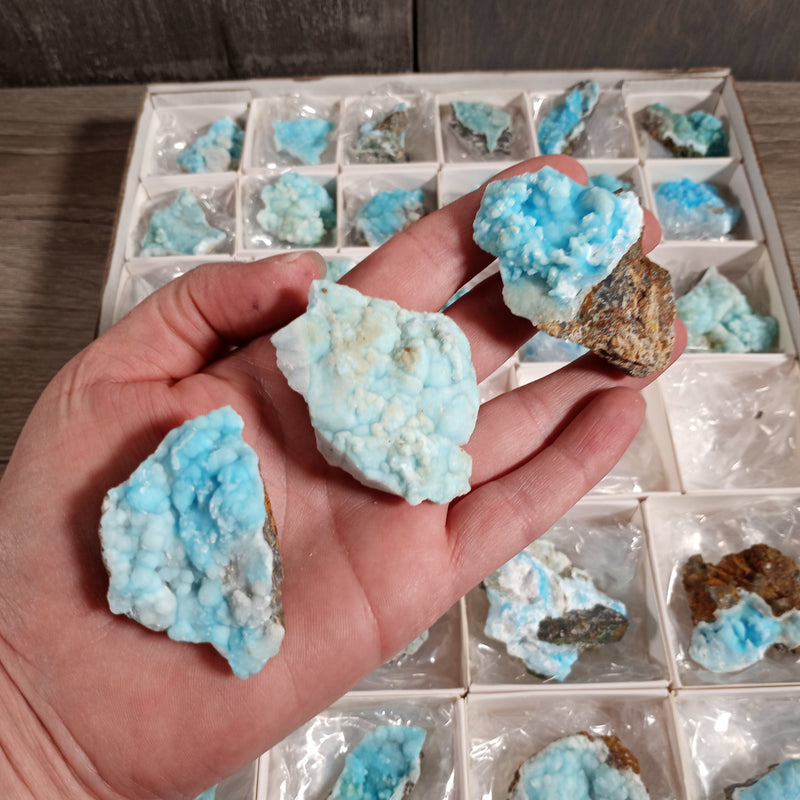 Blue Aragonite Raw Crystals By the Flat