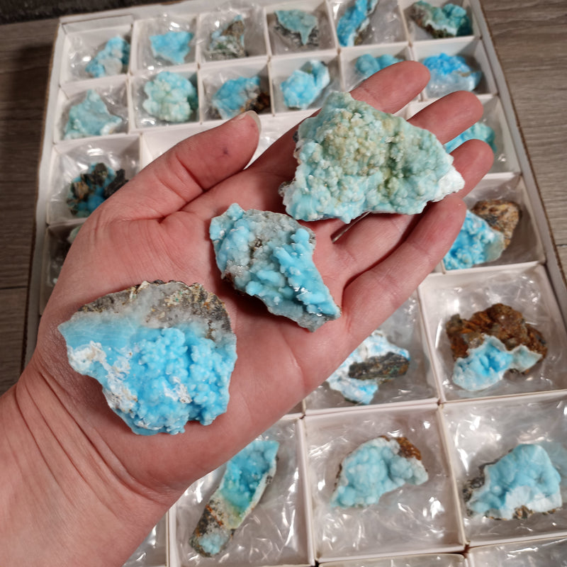 Blue Aragonite Raw Crystals By the Flat