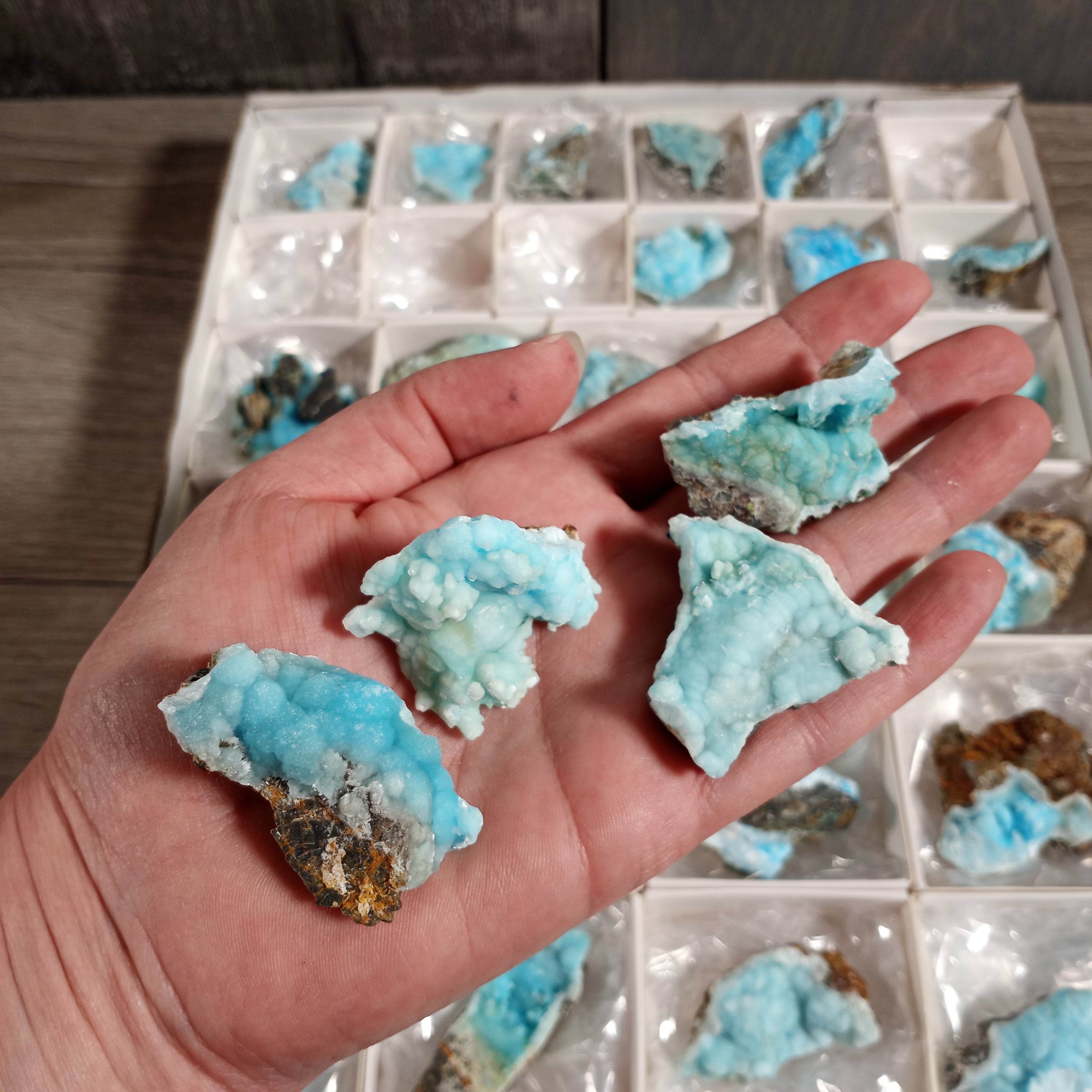 Blue Aragonite Raw Crystals By the Flat