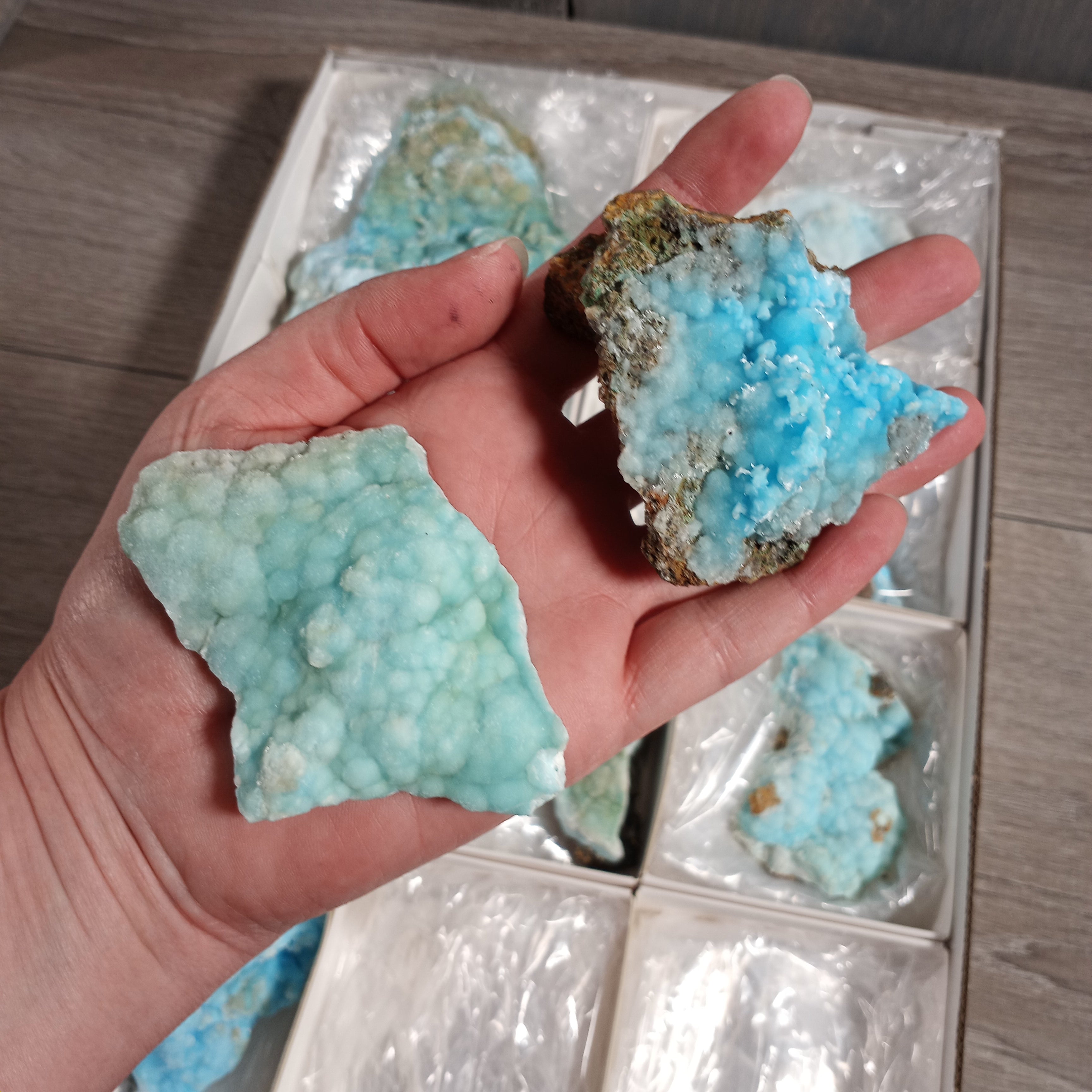 Raw Blue Aragonite Crystal Flats - Wholesale Bulk Supply