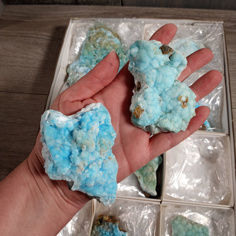 Blue Aragonite Raw Crystals By the Flat