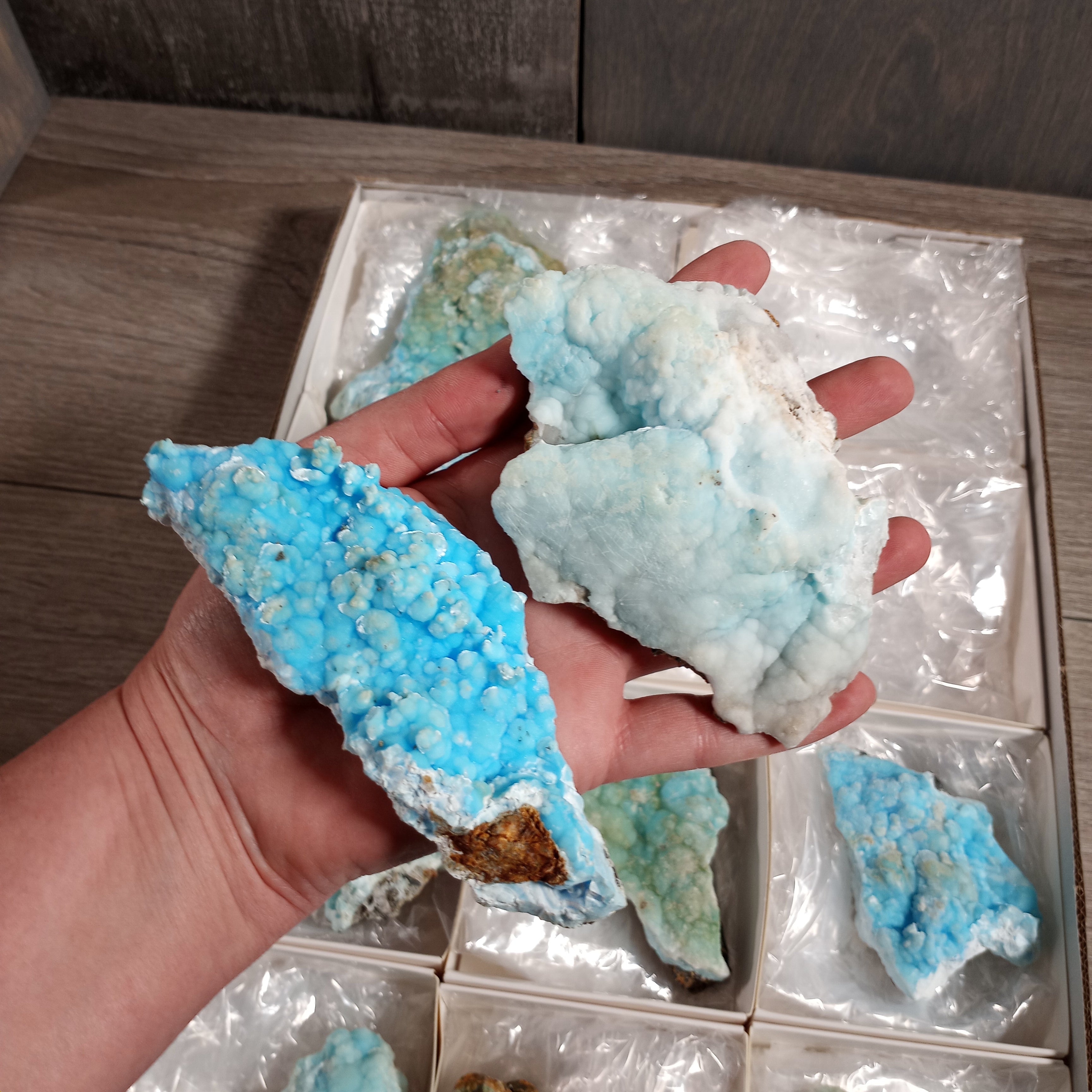 Blue Aragonite Raw Crystals By the Flat