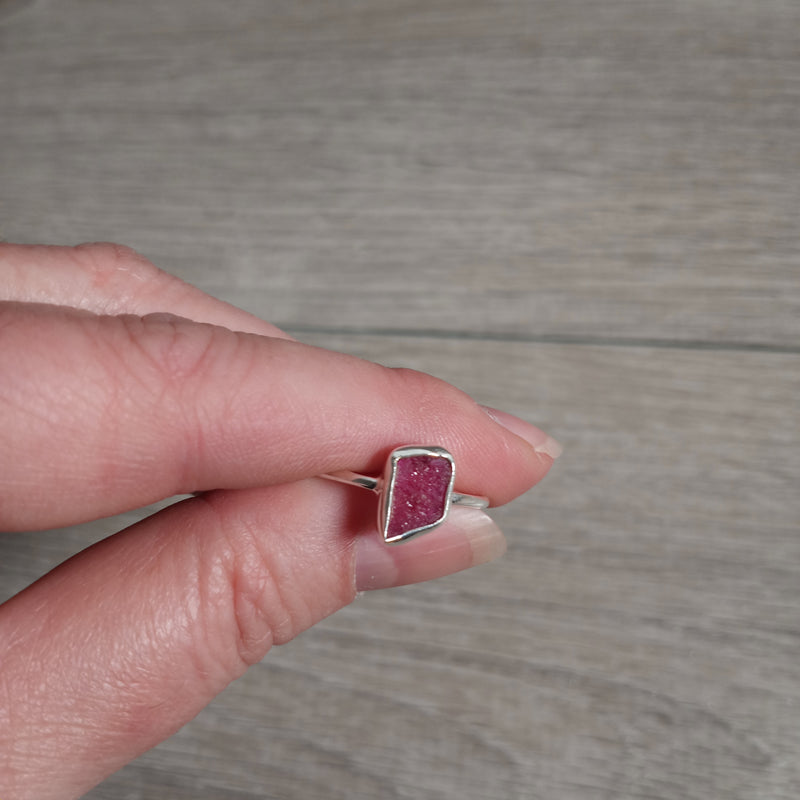 Ruby Sterling Silver Ring Raw Crystal Hippie Style