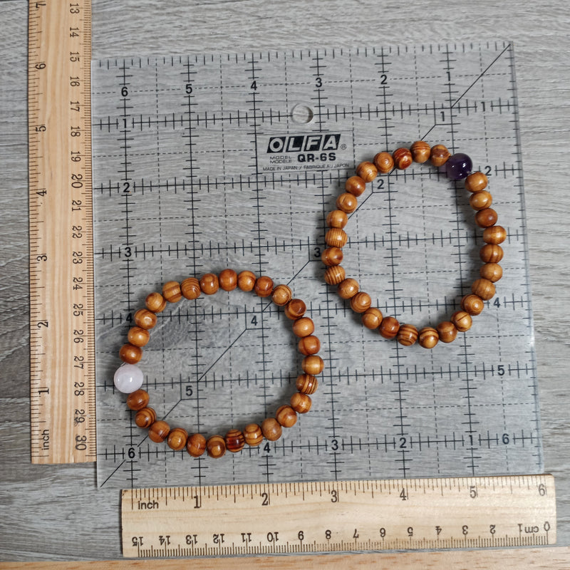 Assorted Gemstone with Wood Beads Bracelet Stretchy String