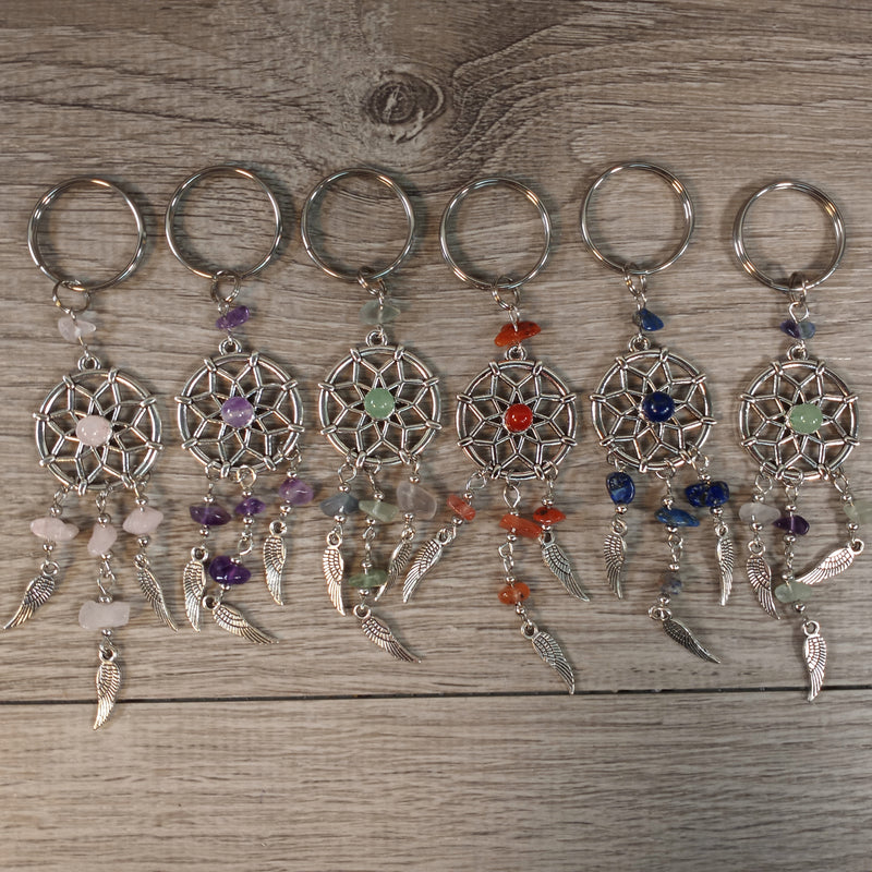 Assorted Dream Catcher Keychain with Gemstones