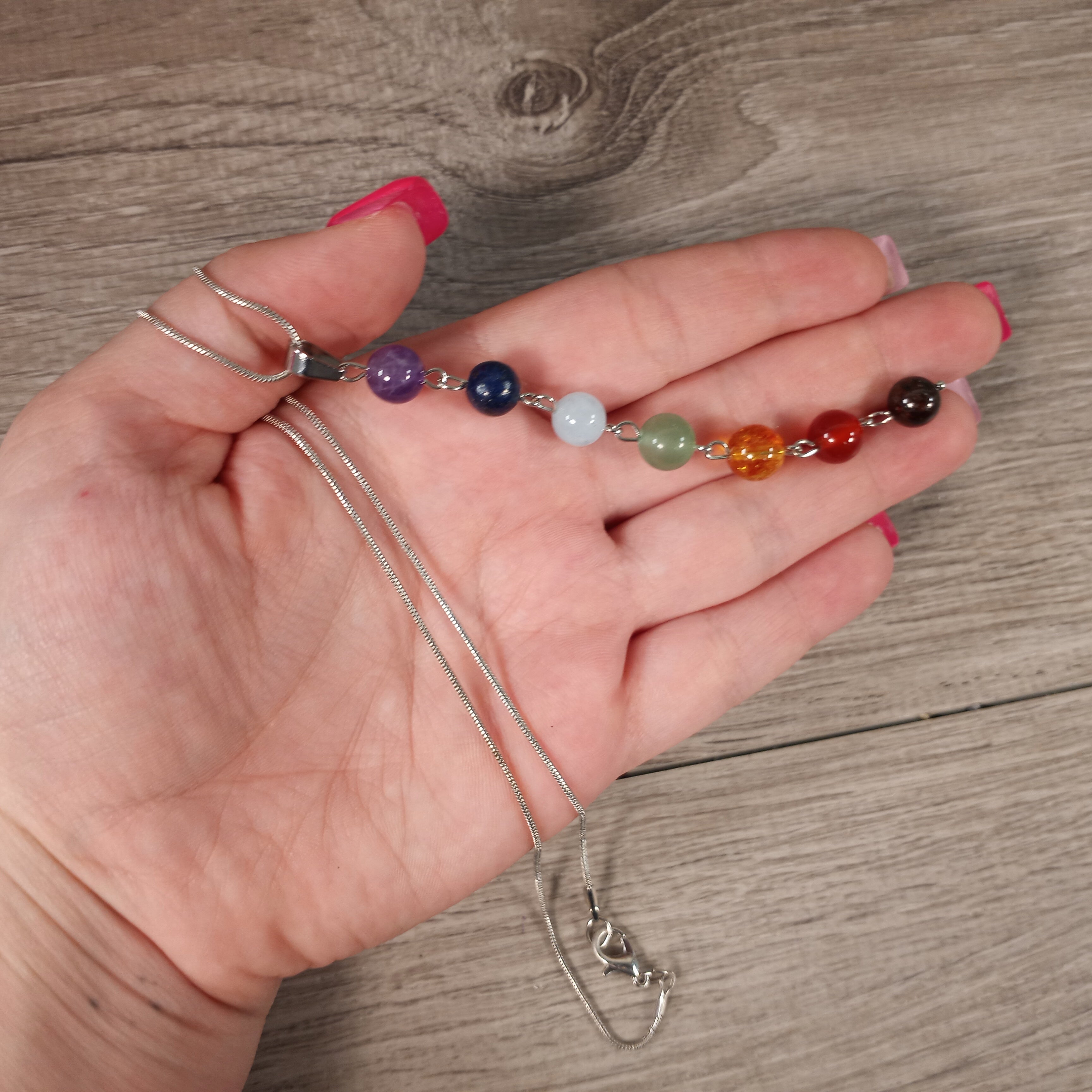 Chakra Drop Bead 8 mm Necklace