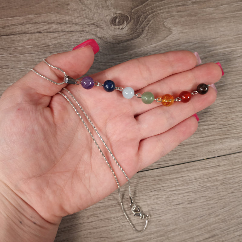 Chakra Drop Bead 8 mm Necklace