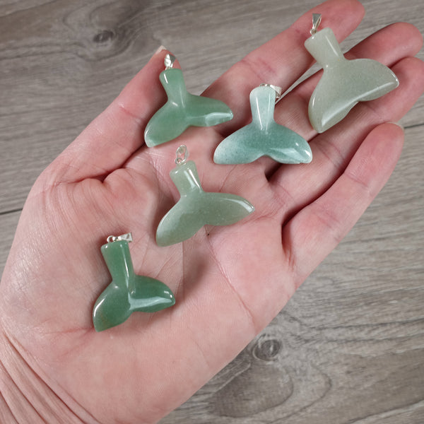 qqq (more to come in listing) Assorted Gemstone Whale or Mermaid Tail Pendants approx. 1 inch