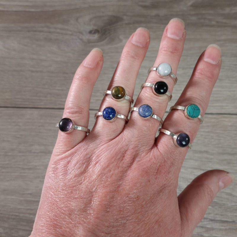 Assorted Gemstone Rings in Pot Metal