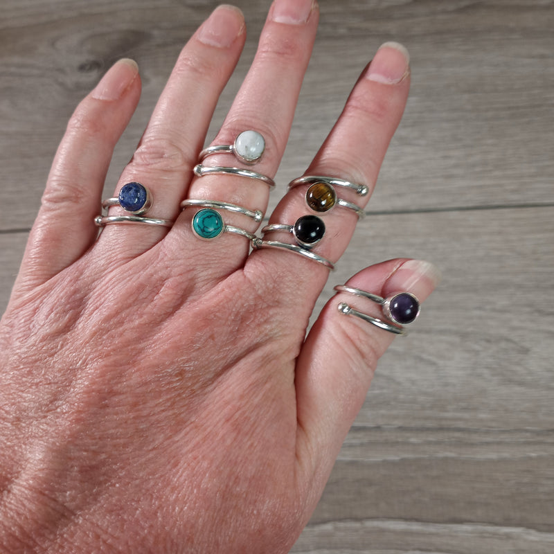 Assorted Gemstone Rings in Pot Metal