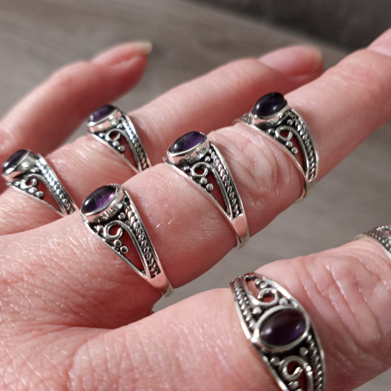 Gemstone Sterling Silver Ring Witchy Boho Style