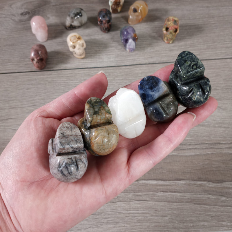 Gemstone Assorted Stone Skull Figurines