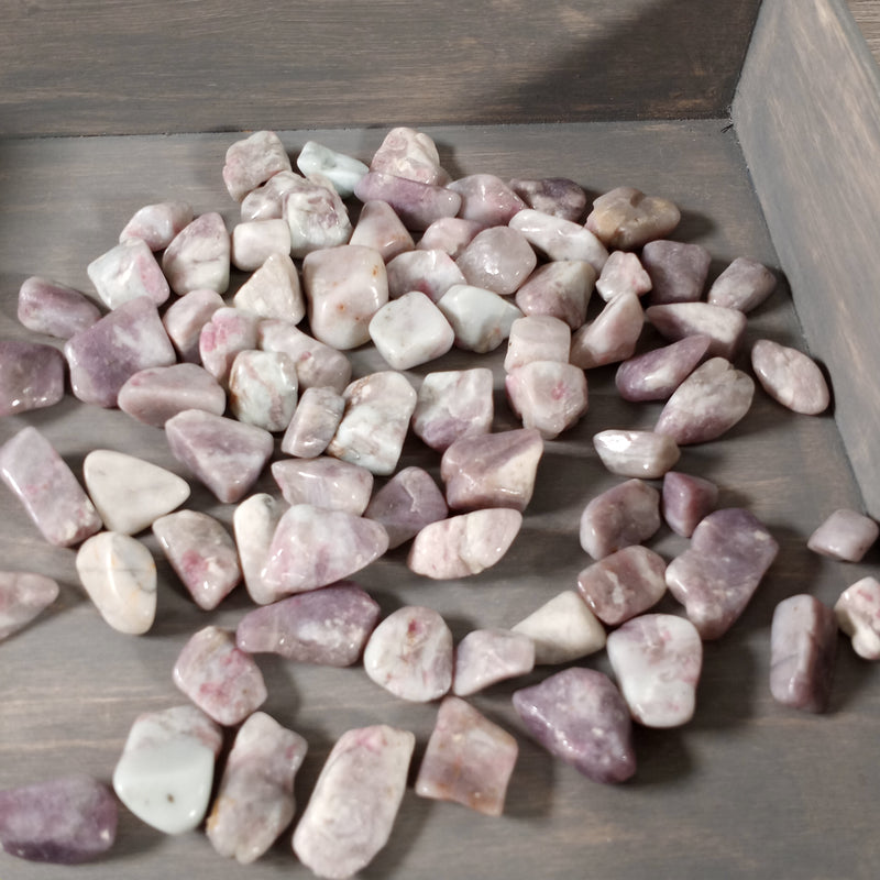 Pink Tourmaline in Quartz Tumbled Stones by the Pound