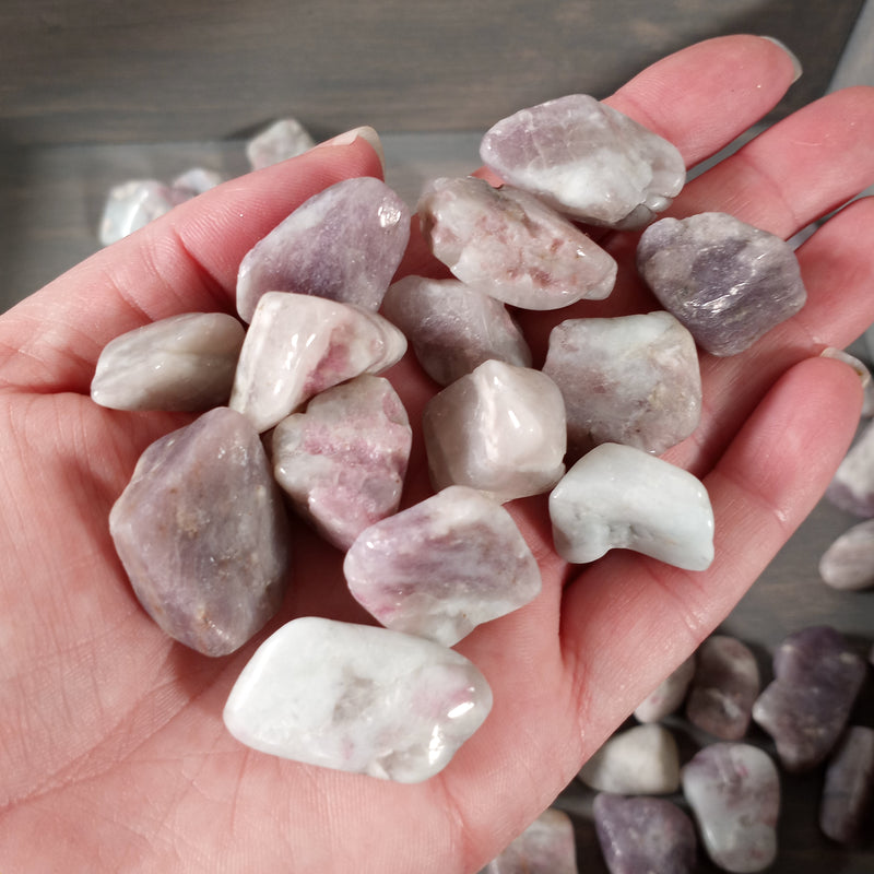 Pink Tourmaline in Quartz Tumbled Stones by the Pound