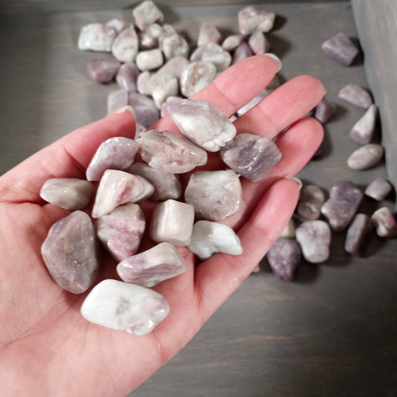 Pink Tourmaline in Quartz Tumbled Stones by the Pound