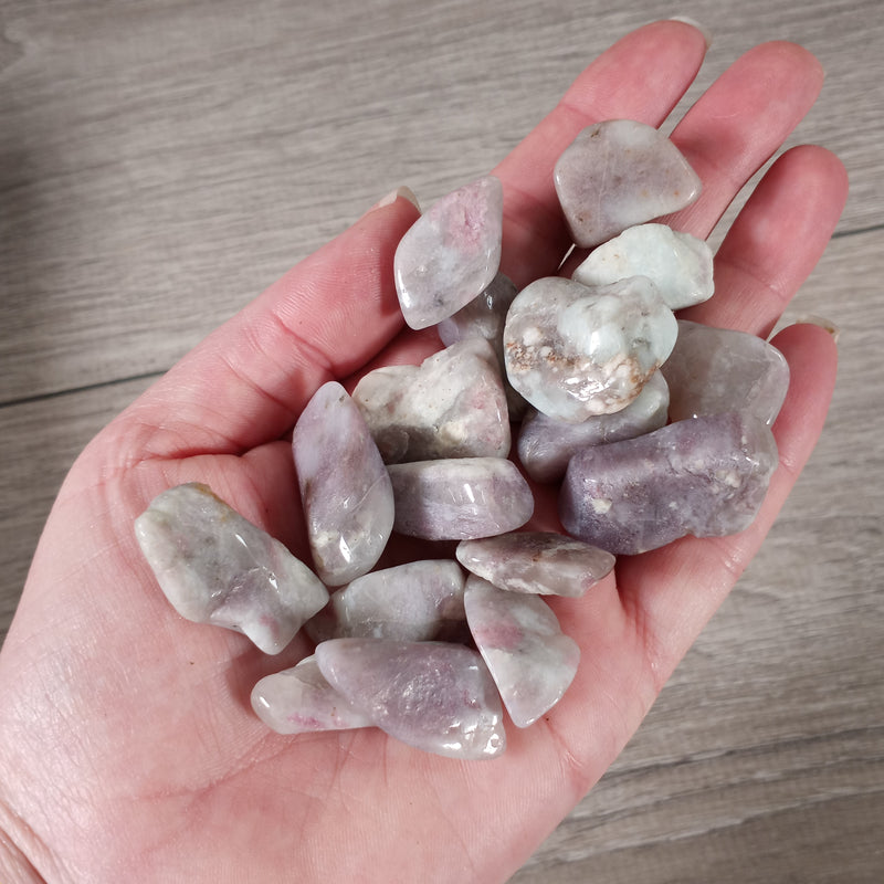 Pink Tourmaline in Quartz Tumbled Stones by the Pound