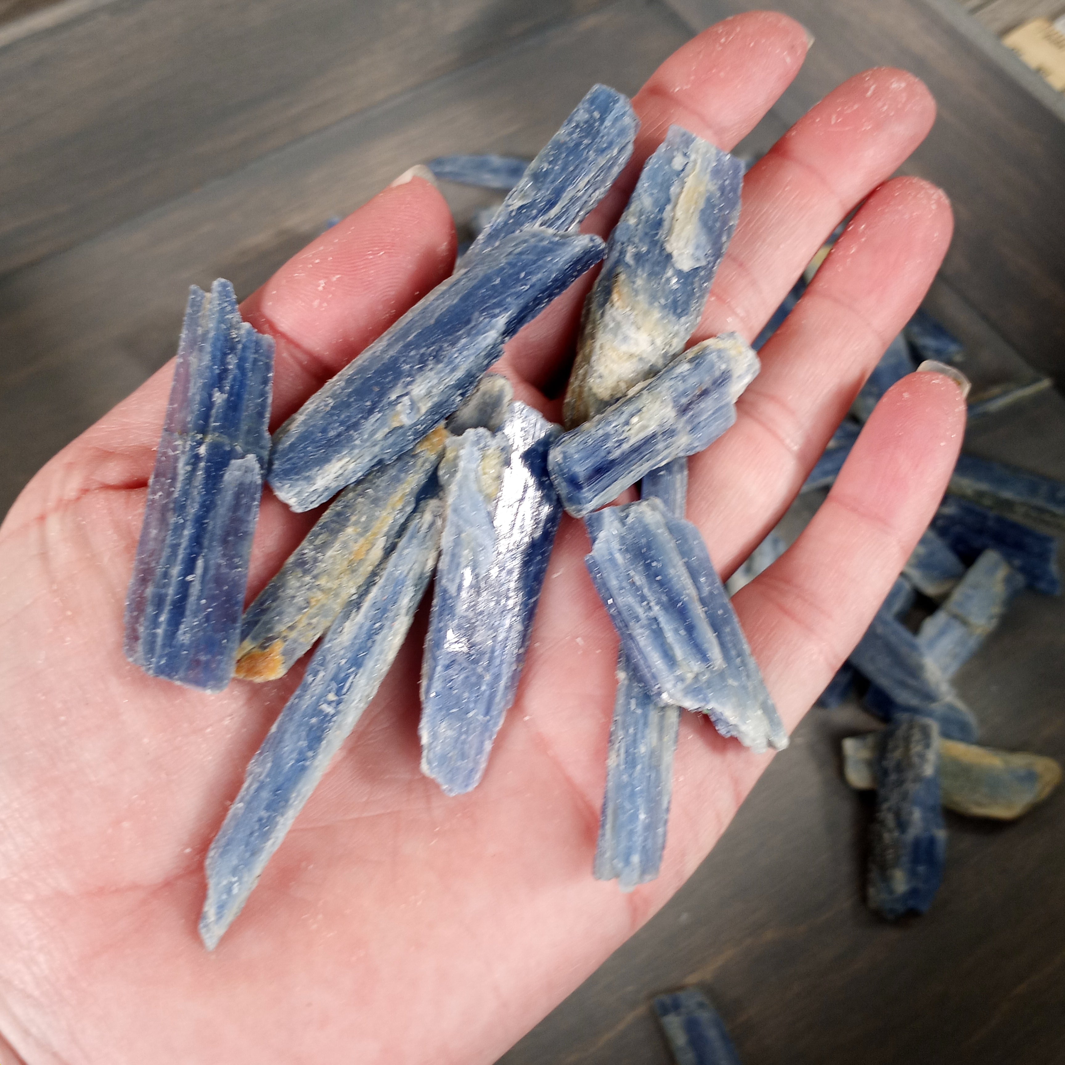 Natural Blue Kyanite Mix Size Blades 1 LB