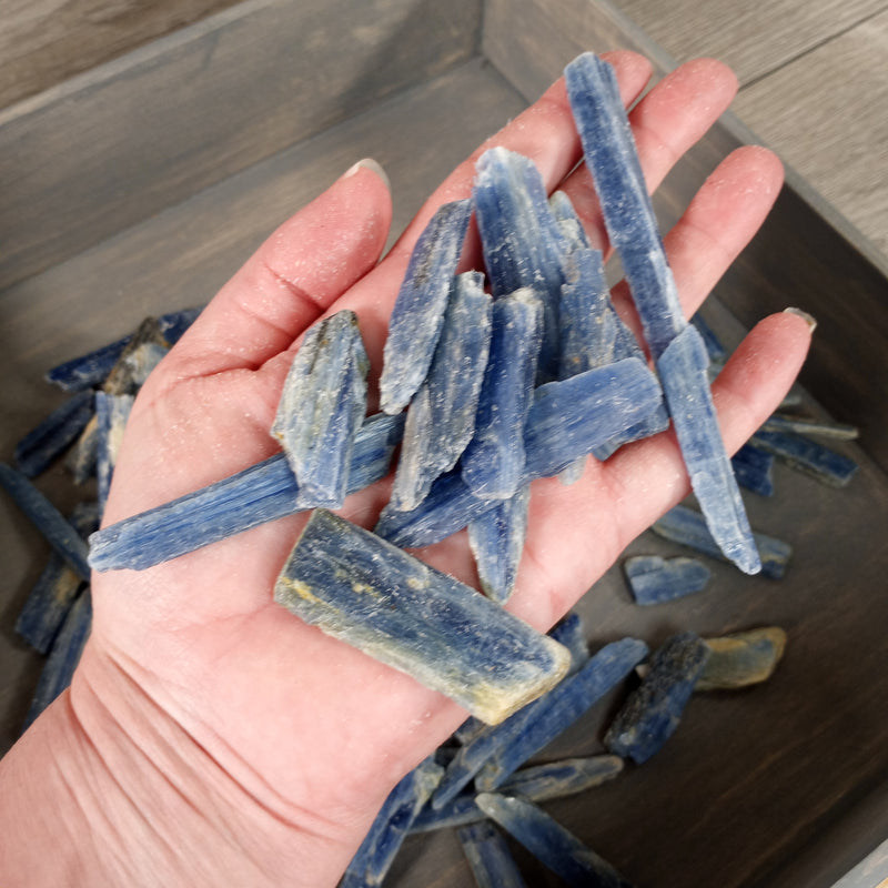 Natural Blue Kyanite Mix Size Blades 1 LB