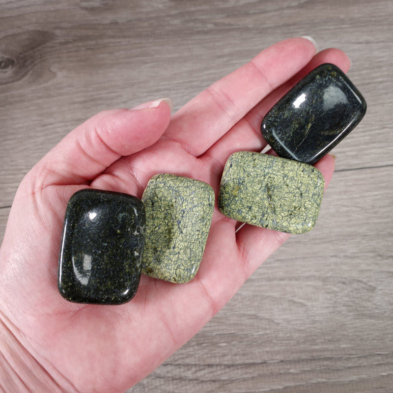 Lizard skin green brecciated jasper worry stone 