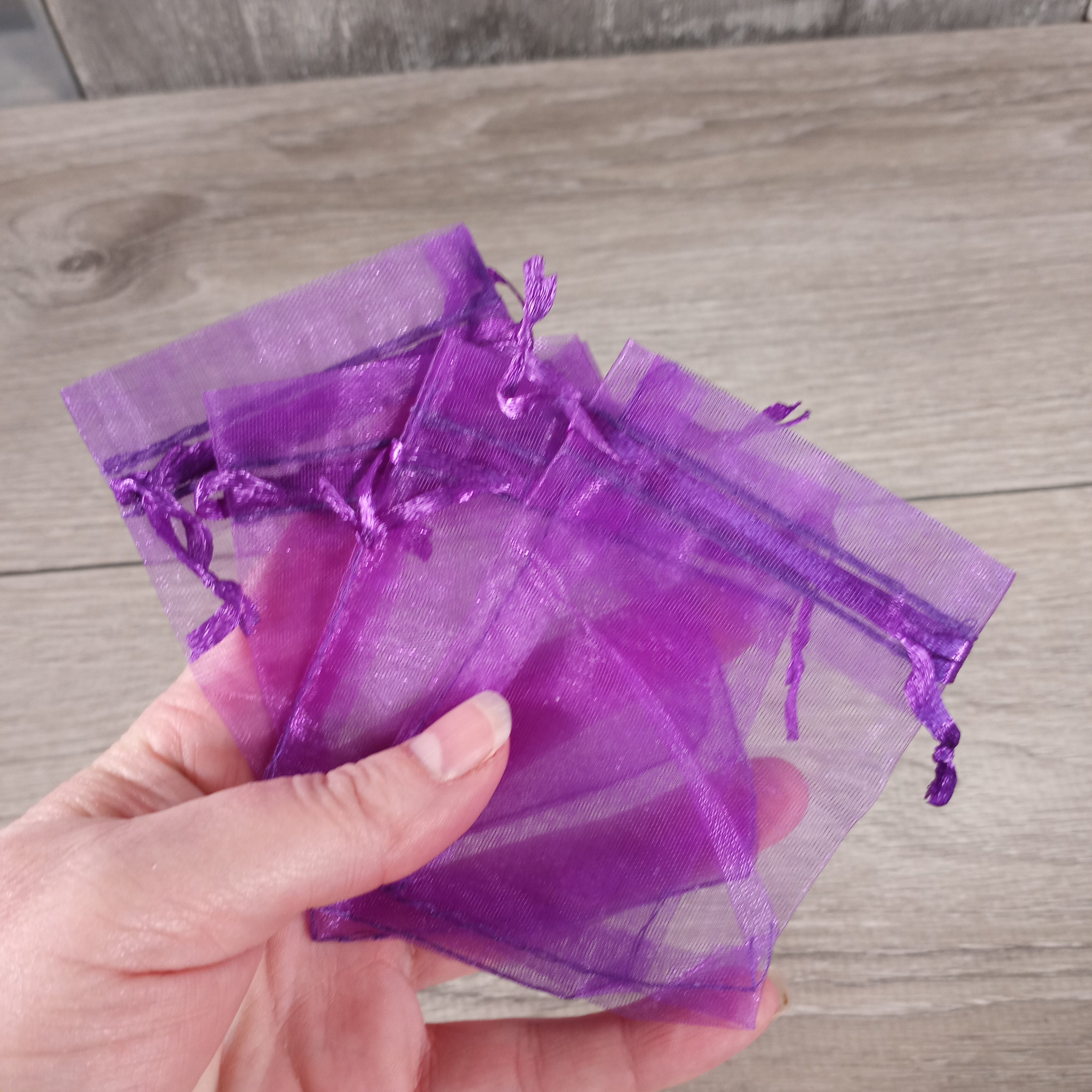 Organza Gift Bag or Pouch Purple Set of 8