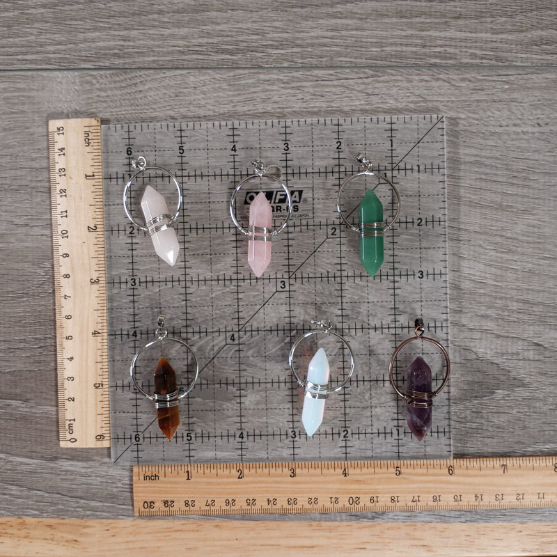 Gemstone Pendants Double Terminated Circular Wrapped Points