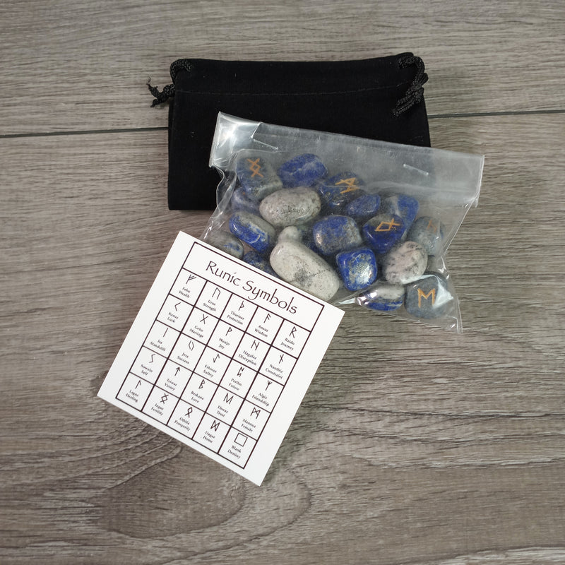 Gemstone Rune Kit with Bag and Description Card