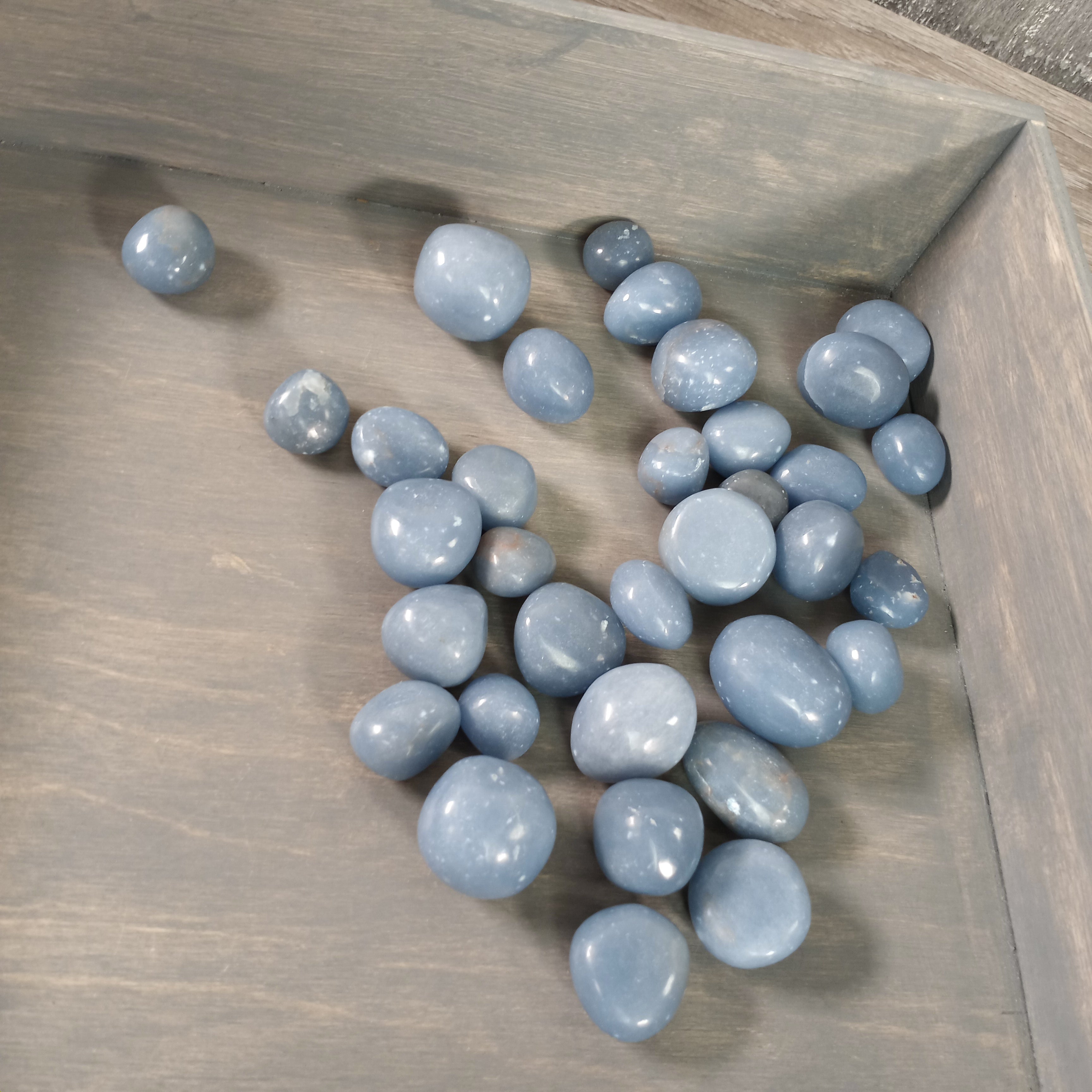 Angelite Tumbled Stones Sold by the 1 Pound Bag