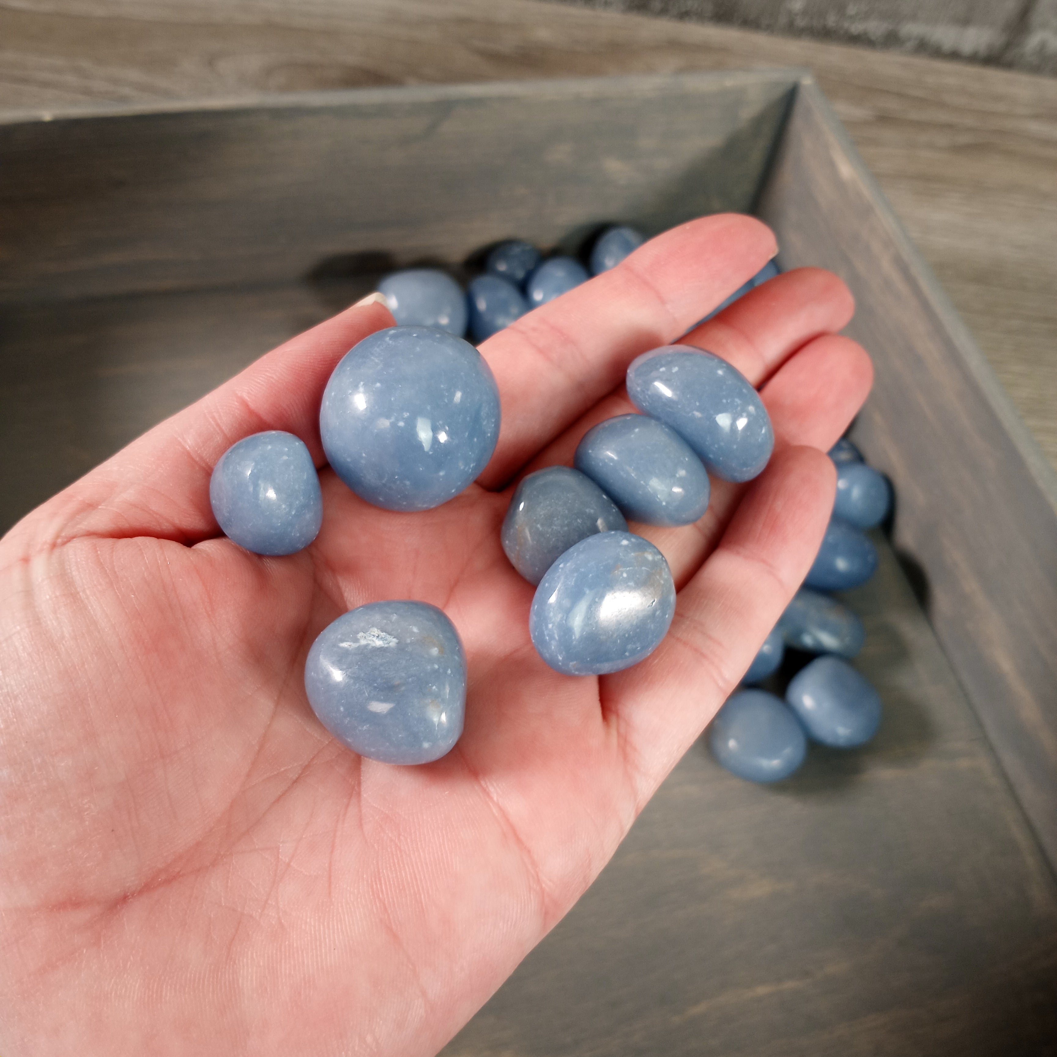 Angelite Tumbled Stones Sold by the 1 Pound Bag