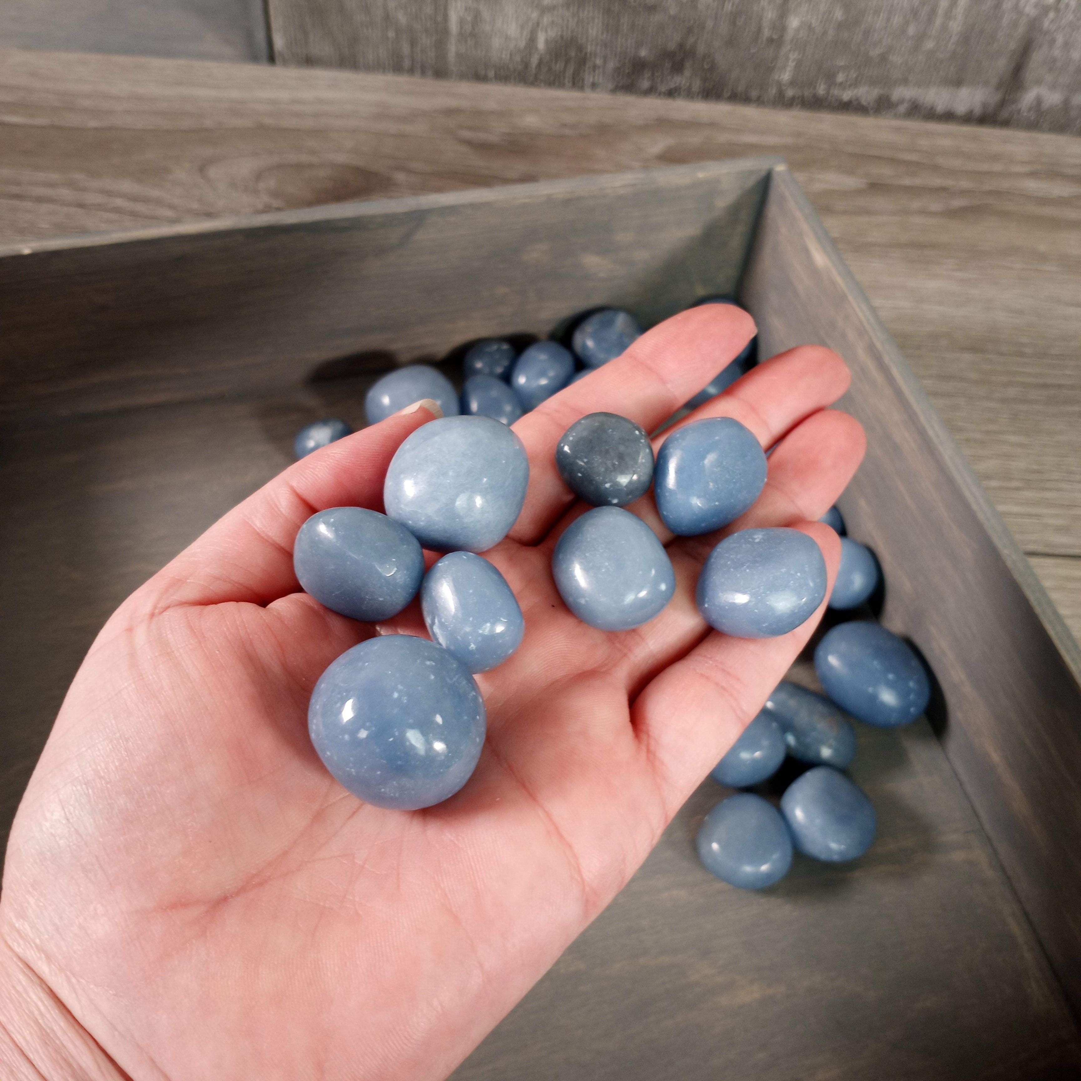 Angelite Tumbled Stones Sold by the 1 Pound Bag