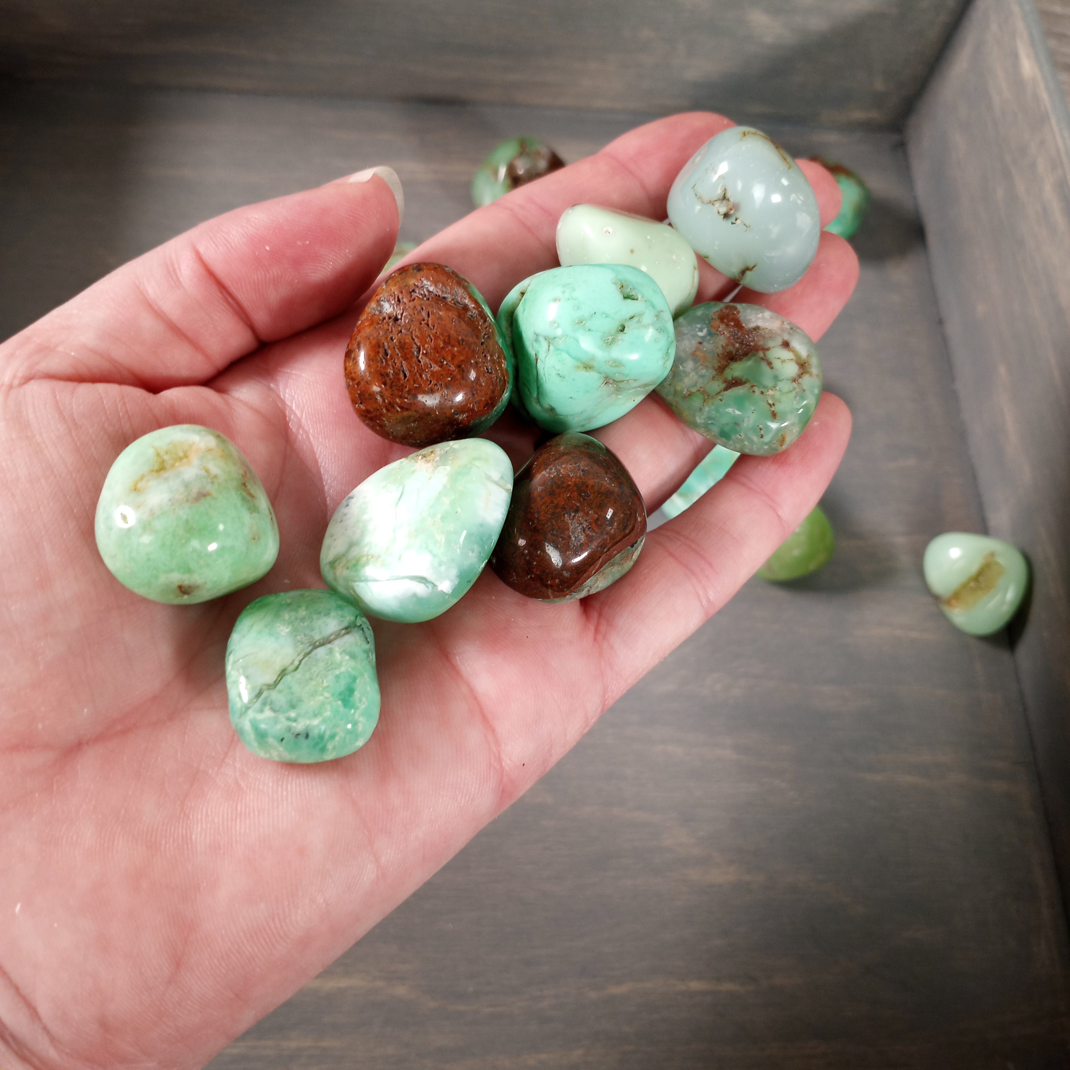 Chrysoprase Tumbled Stones by the 0.5 Pound Bag