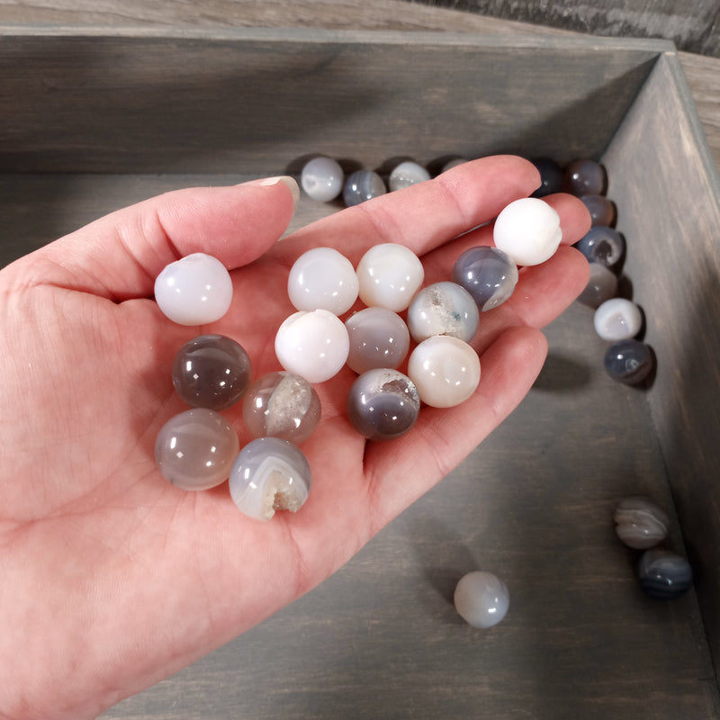 Botswana Agate Sphere about 16 mm Sold by the 9 oz Lot