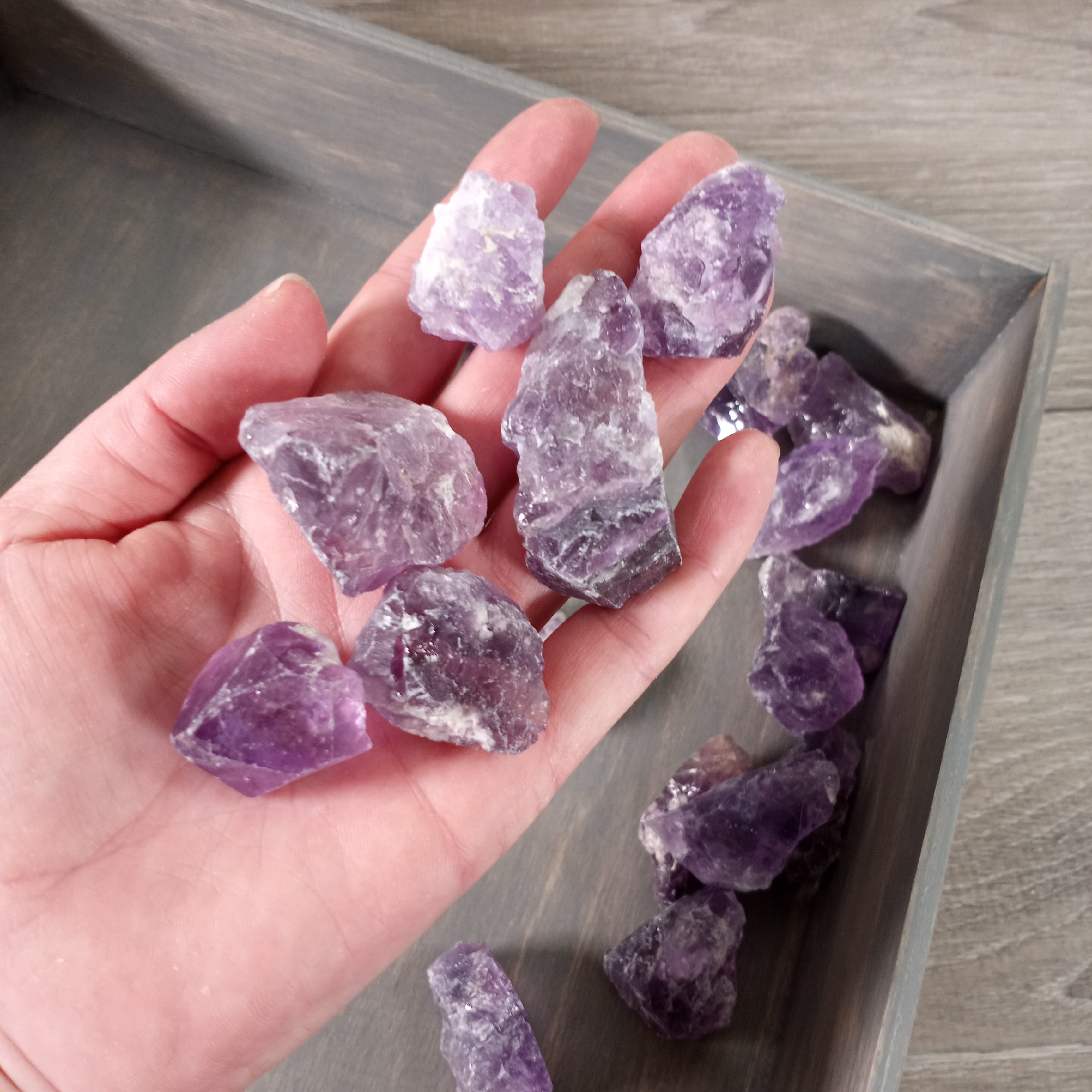 Deep purple raw Amethyst stones for energy healing and metaphysical shops