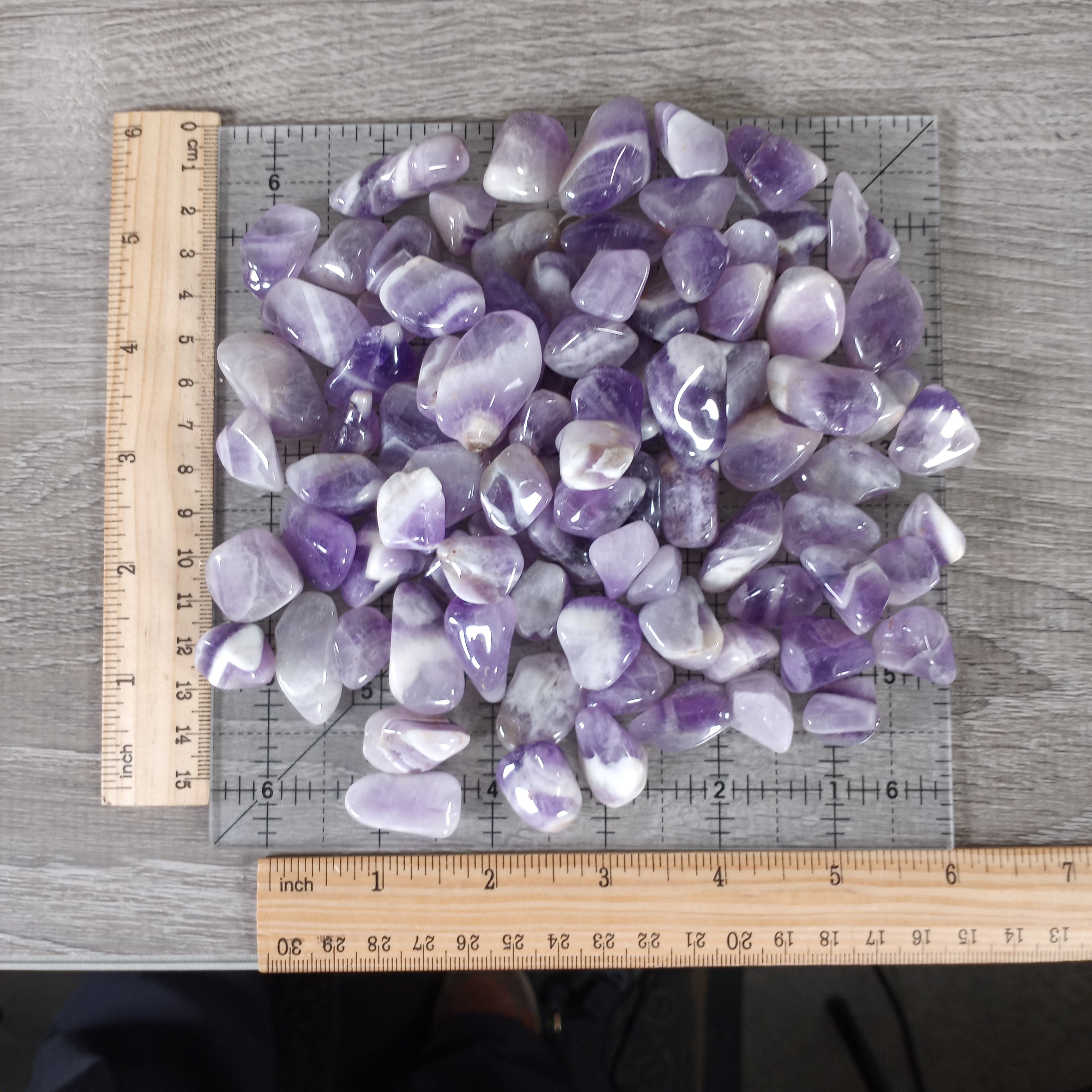 Chevron Amethyst Tumbled Stones Small Sized 1 Pound Lot