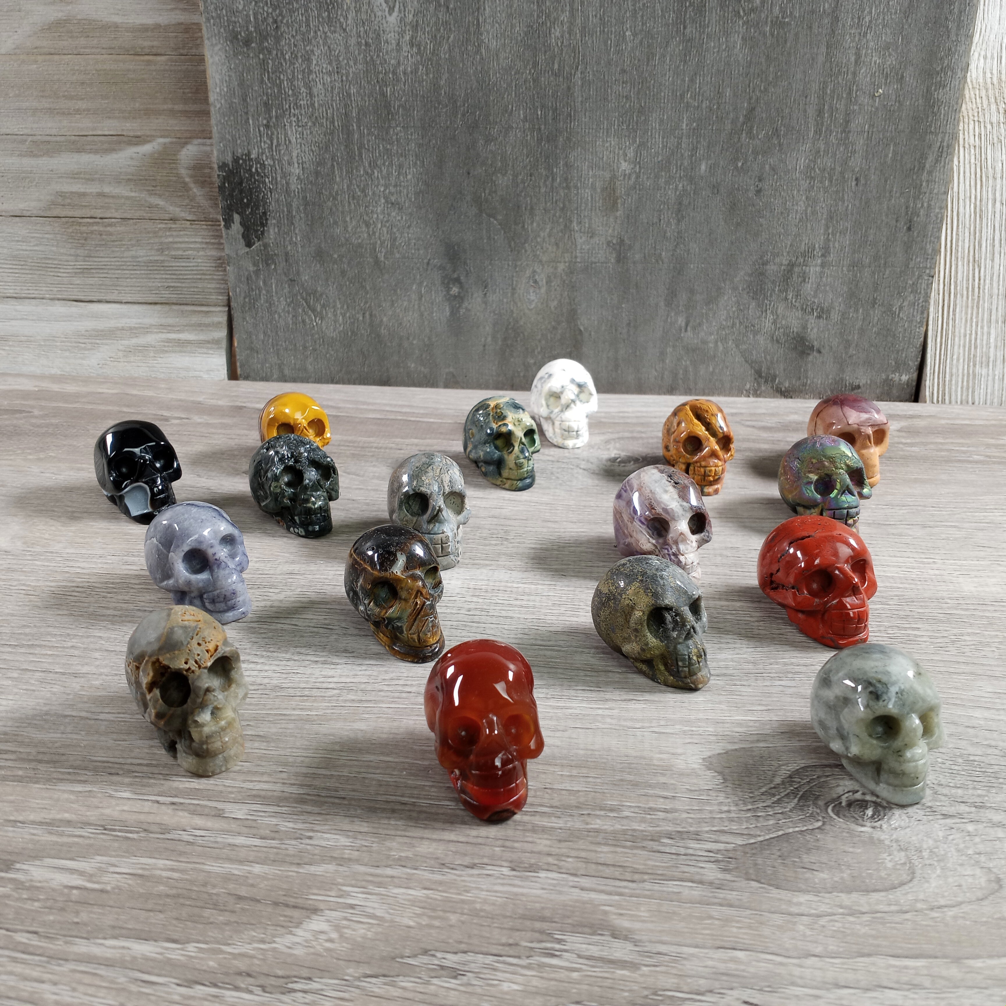 Gemstone Assorted Stone Skull Figurines