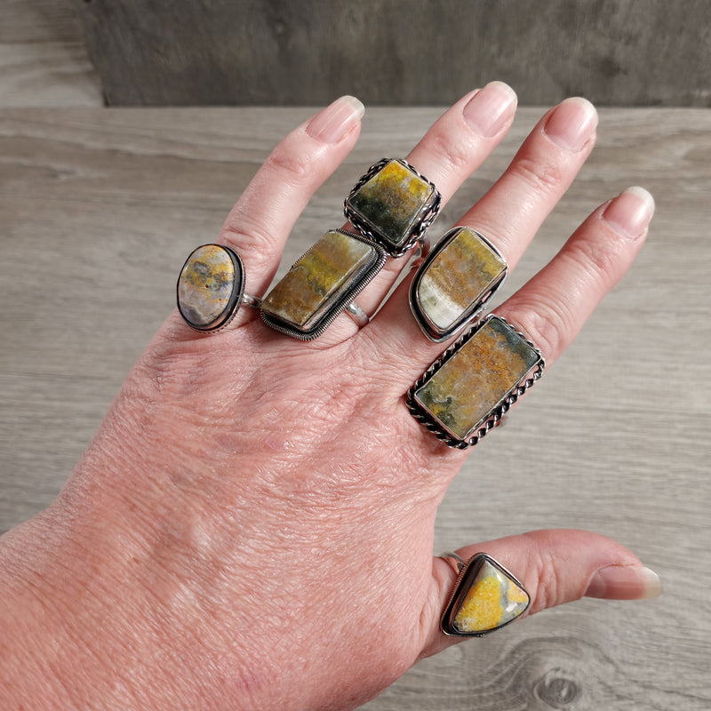 Gemstone Pot Metal Rings in Assorted Sizes