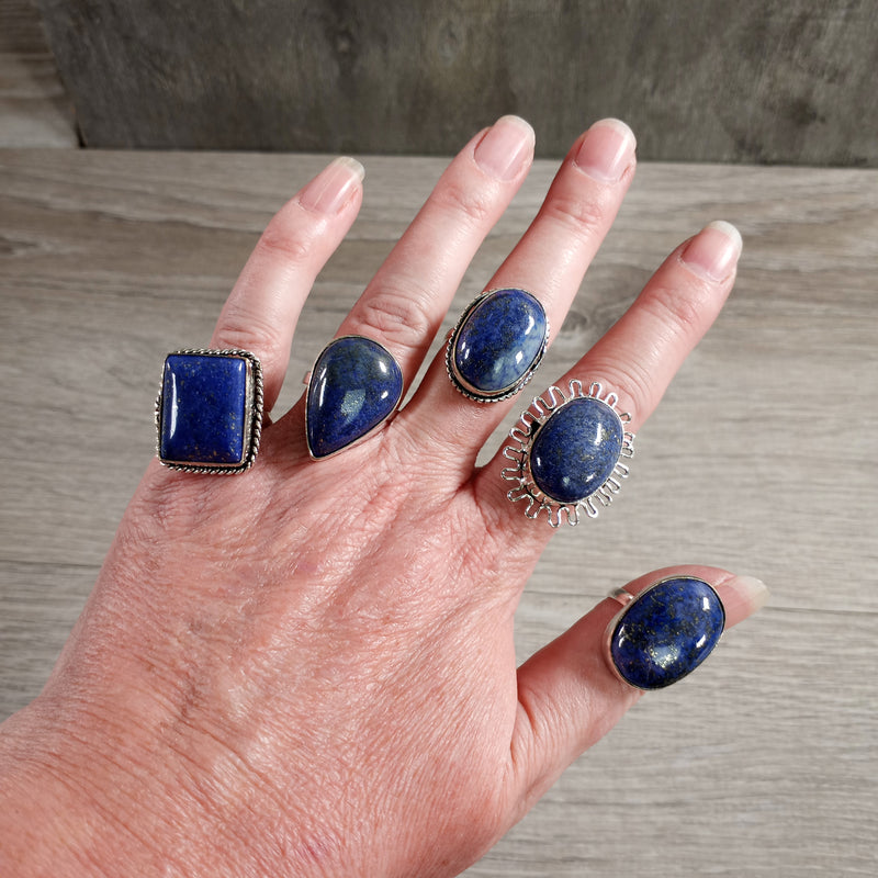 Gemstone Pot Metal Rings in Assorted Sizes