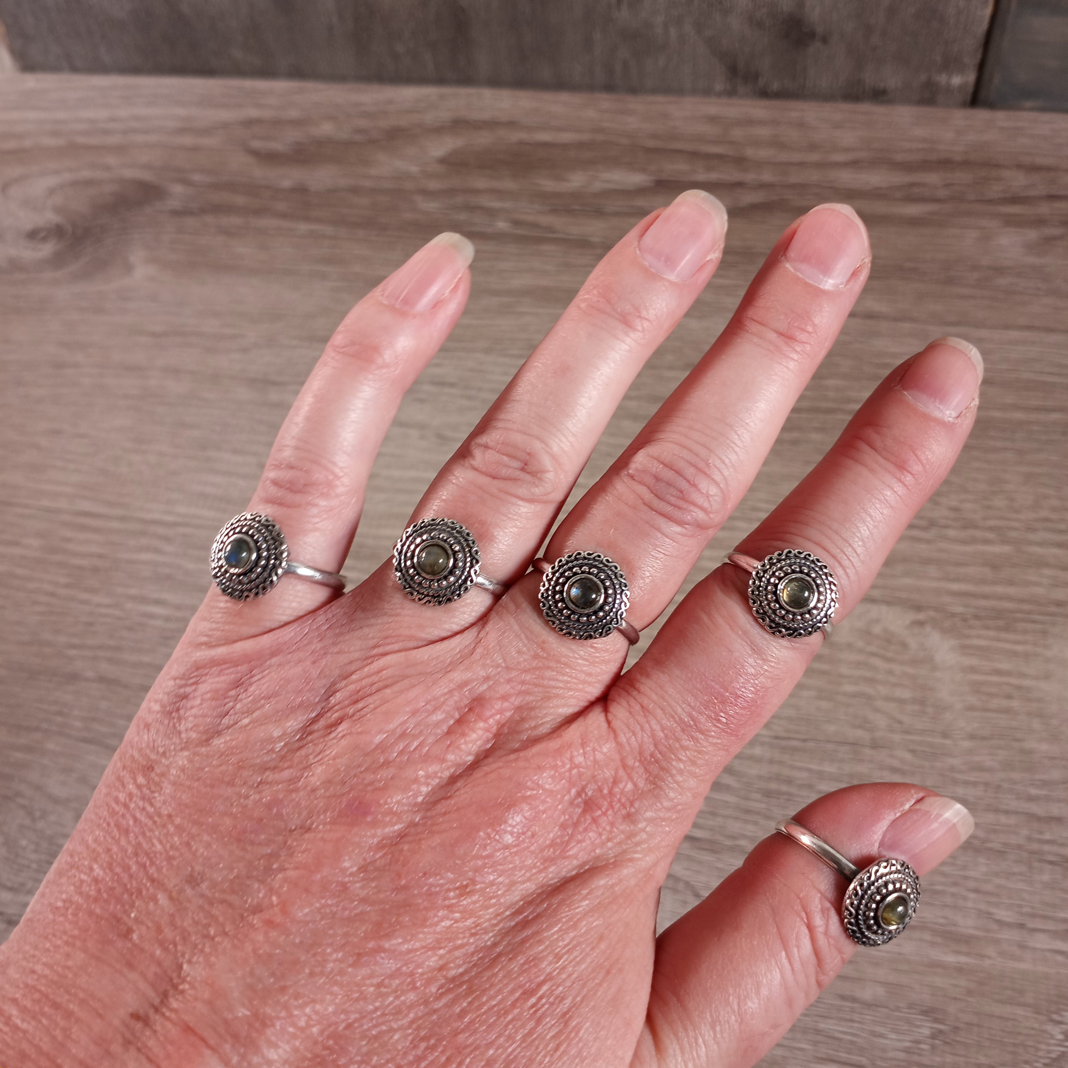 Gemstone Pot Metal Ring by Size Boho Styles