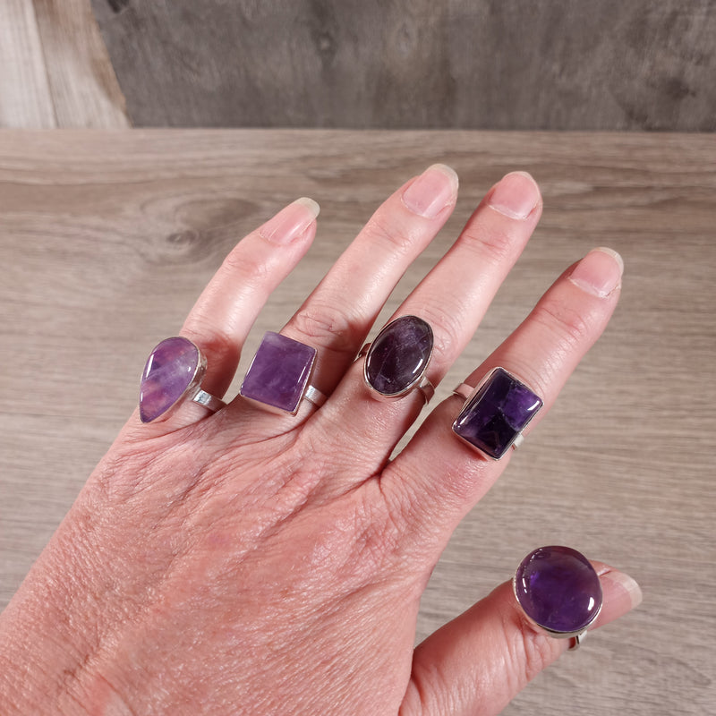 Gemstone Pot Metal Ring by Size Simple Styles