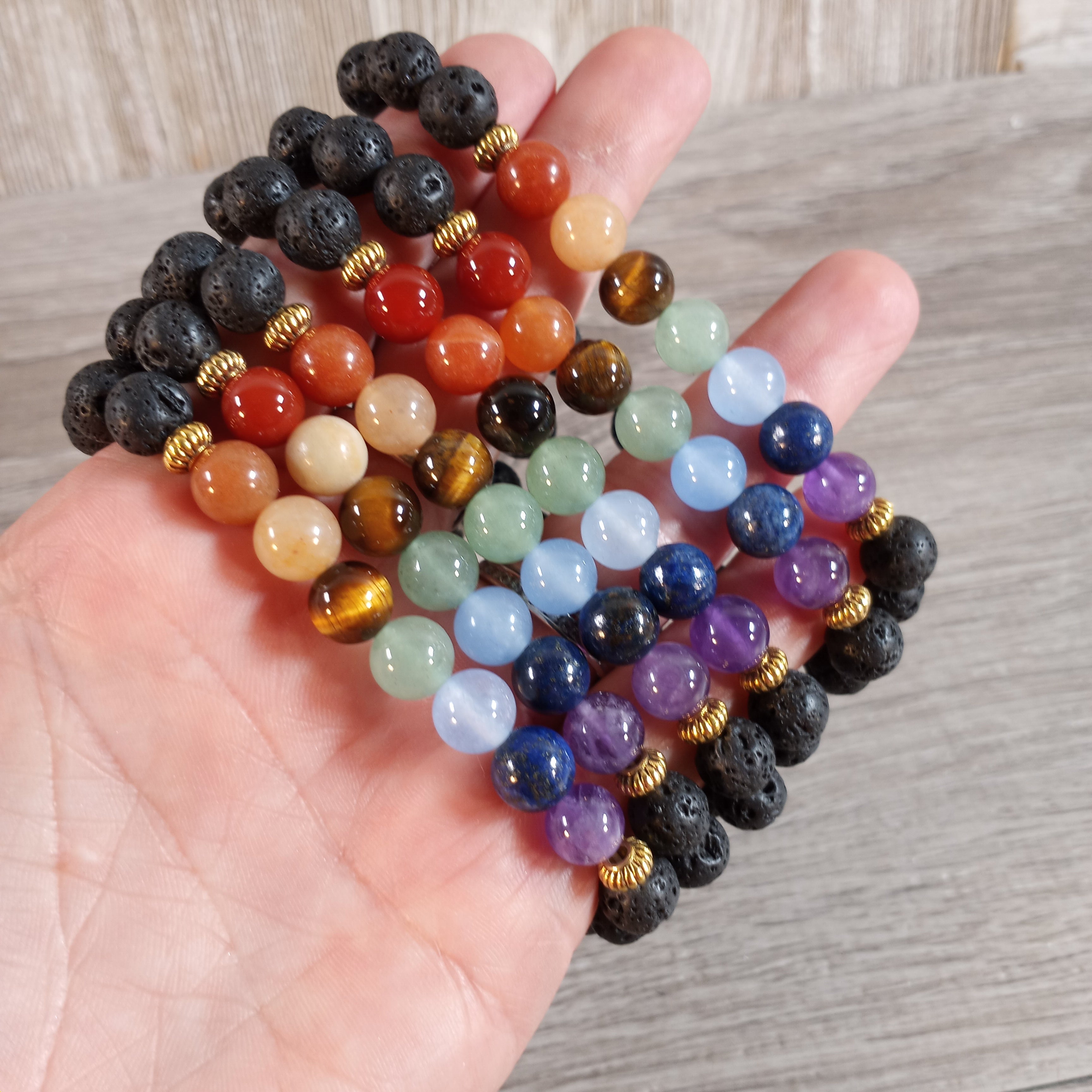 Gemstone Chakra Bracelets 8 mm Beads