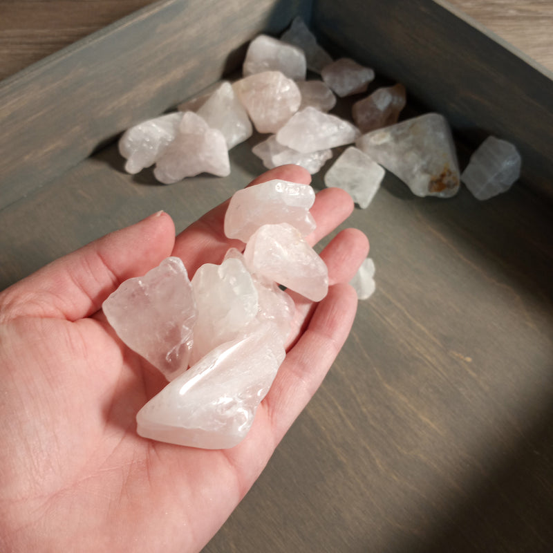 Rose Quartz Tumbled Stones Semi Polished 1 Pound