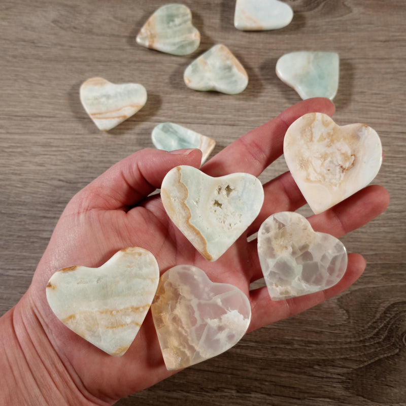 Gemstone Worry Stone Hand Carved Heart Shaped