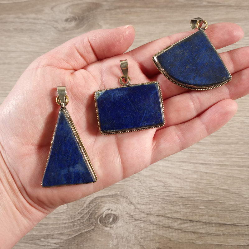 Lapis Lazuli Pot Metal Pendants Antiqued in Assorted Shapes