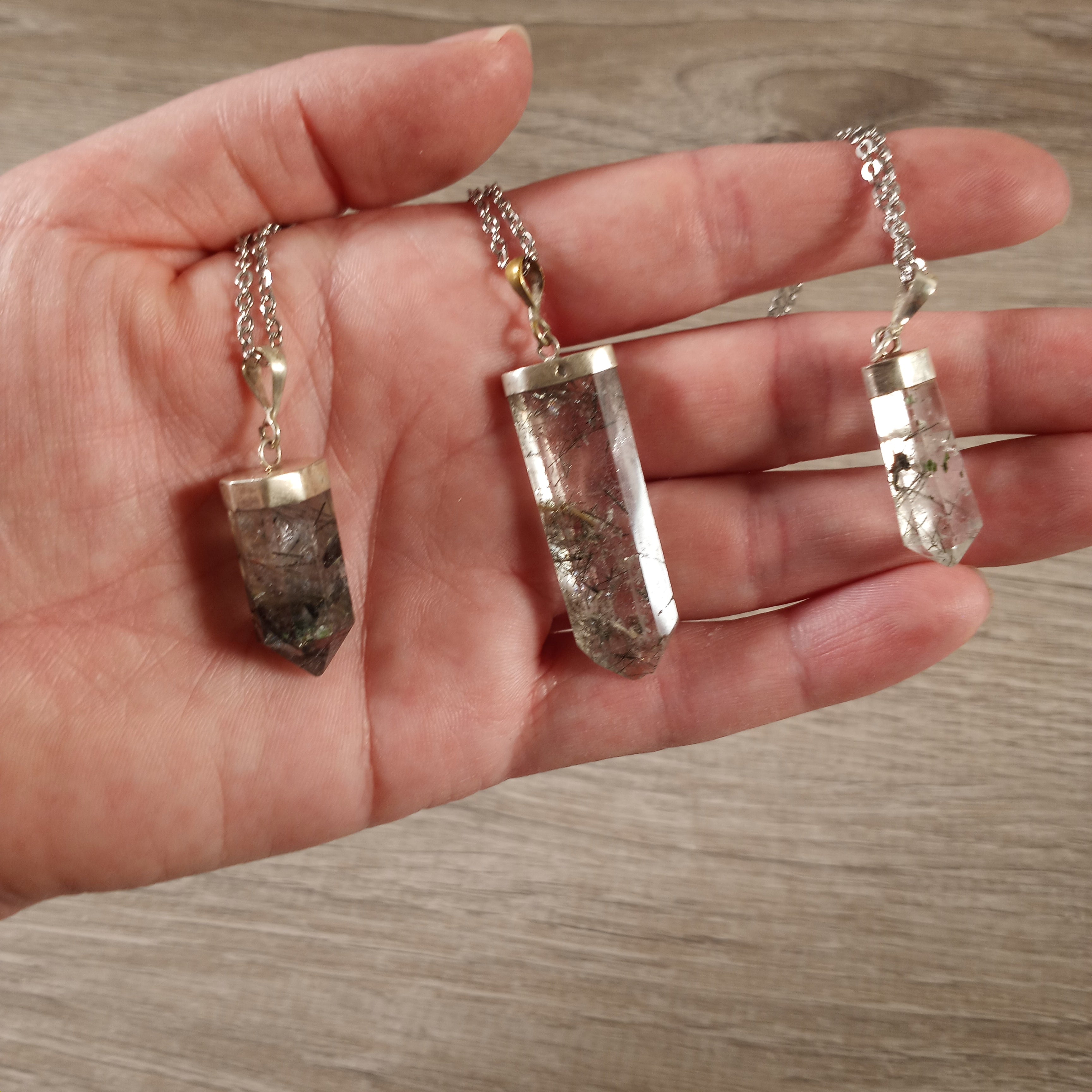 Included Quartz Pendants on an 18 inch Stainless Steel Chain