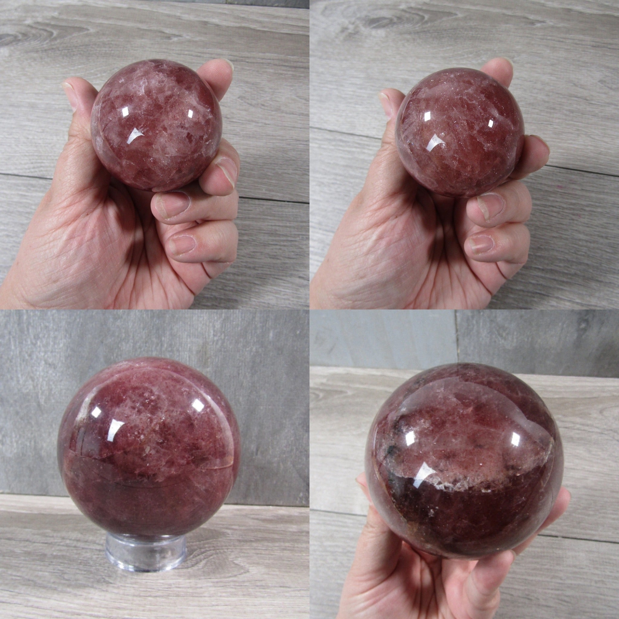 Strawberry Quartz Sphere Large Display Size